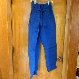 Blue paper bag pants